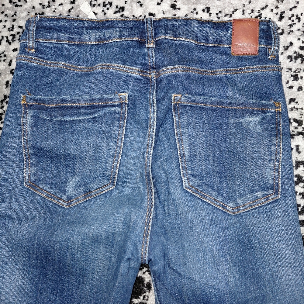 Zara Trafaluc Distressed Ripped Skinny Jeans Blue Size 6 / 38 - Picture 13 of 16